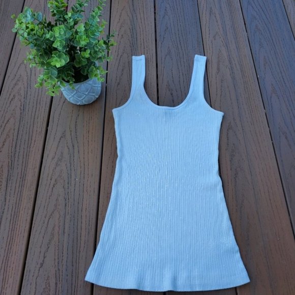 Express 2 Ribbed Tank Tops Sequins Black White Glam Cotton Scoop Shirt Casual XS - Picture 5 of 8